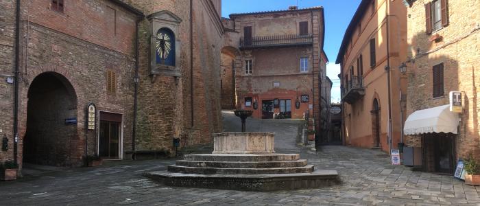 Beautiful XV century fountain in Panicale square